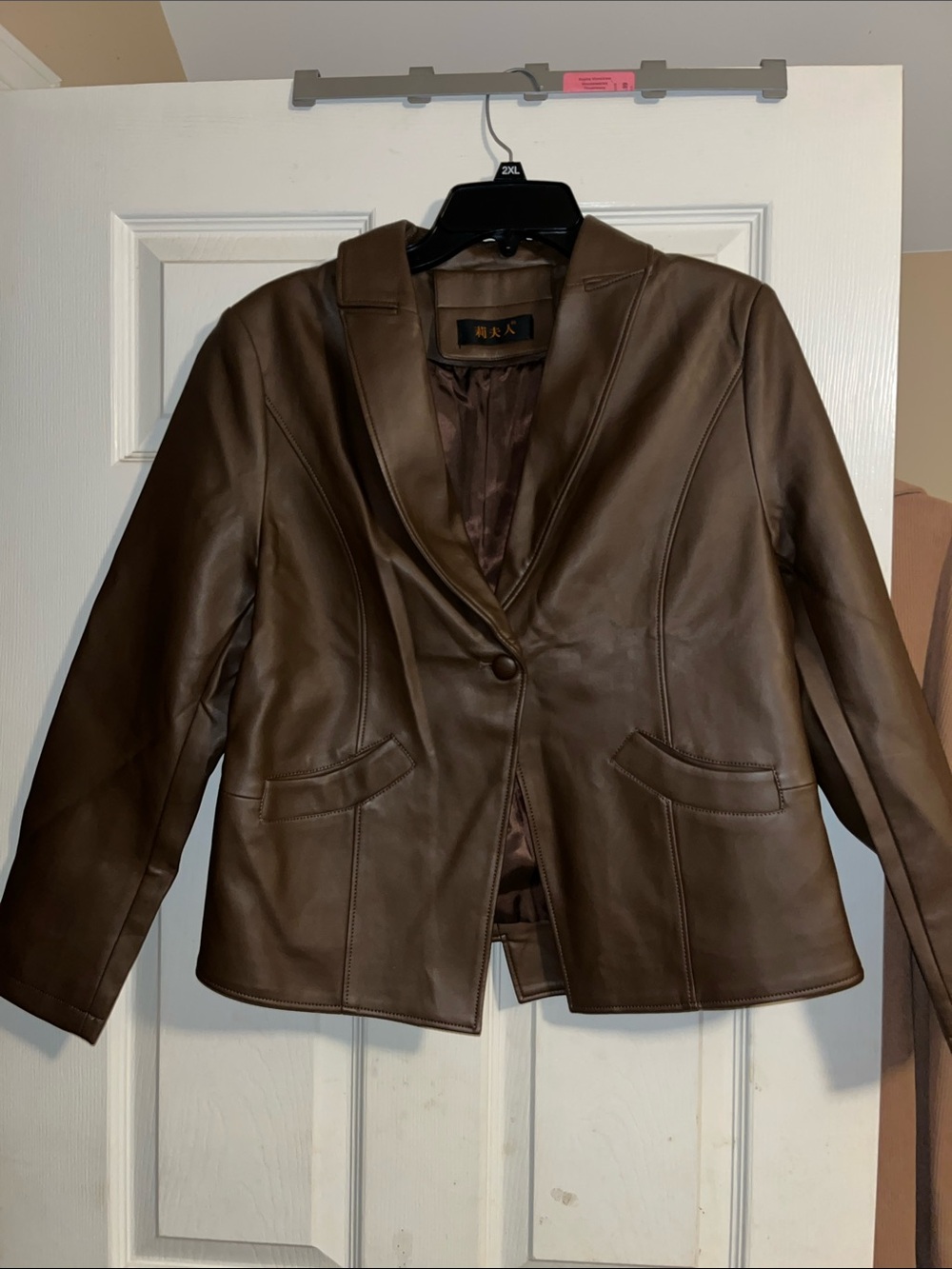 Women's Brown Leather Blazer Jacket - Unbranded